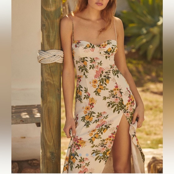 Reformation Dresses & Skirts - Reformation Cream Floral Spaghetti-Strap Maxi Dress